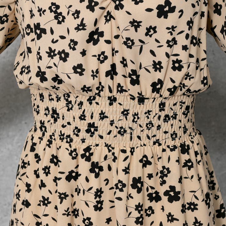 花柄 チョーカーネック ティアードワンピース[品番：PPNW0002948