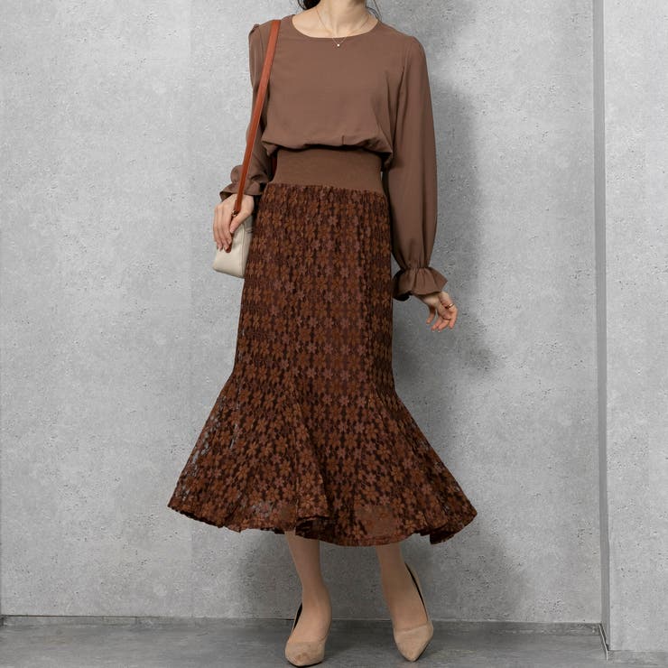 ブラウン | ウエスト切替 マーメードワンピース | Pumpkin  Port