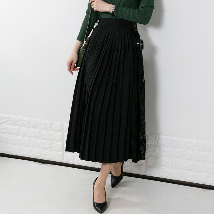 サイドレース切替 プリーツスカート[品番：PPNW0003008]｜Pumpkin Port