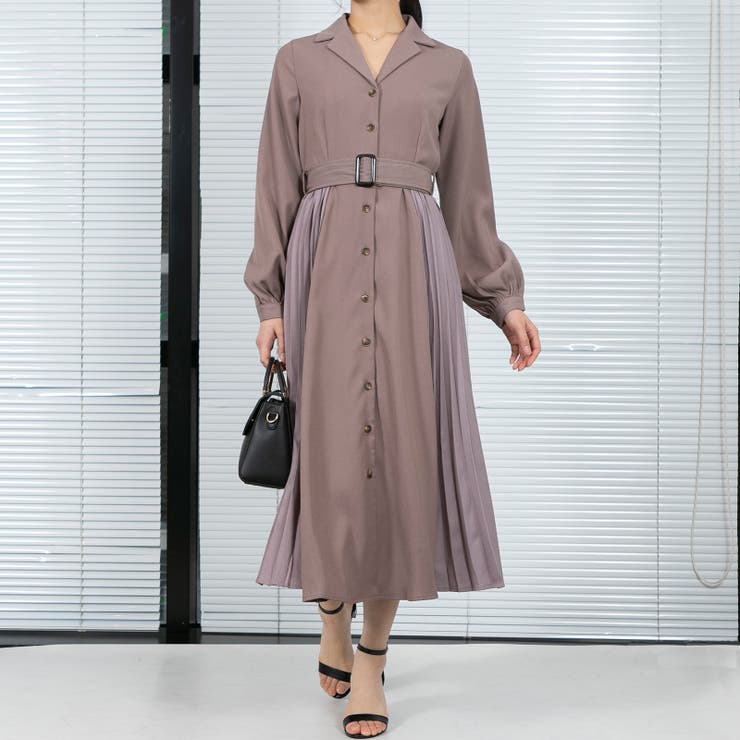 再登場！】サイドプリーツ切替ワンピース[品番：PPNW0003054]｜Pumpkin