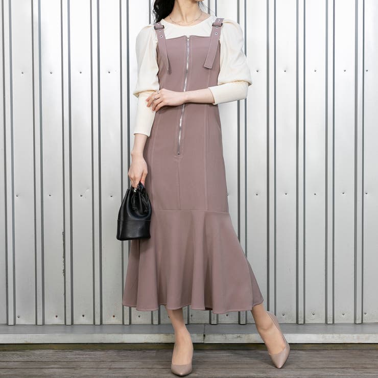 【boohoo】フロントクロップ ジャンパー＆マキシスカート 送関込 フロントジップジャンパースカート｜WOMEN｜250HAB33-558I｜AZUL