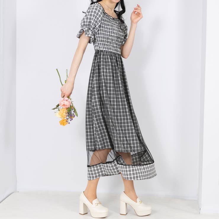 TELMA チュール　チェック　ワンピース TELMA チュール チェック ワンピース ZUCCa / S チュールチェック