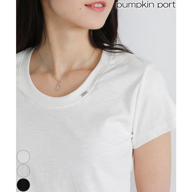 クルーネック シルバープレートポイントスラブ素材半袖Ｔシャツ | Pumpkin  Port | 詳細画像1 