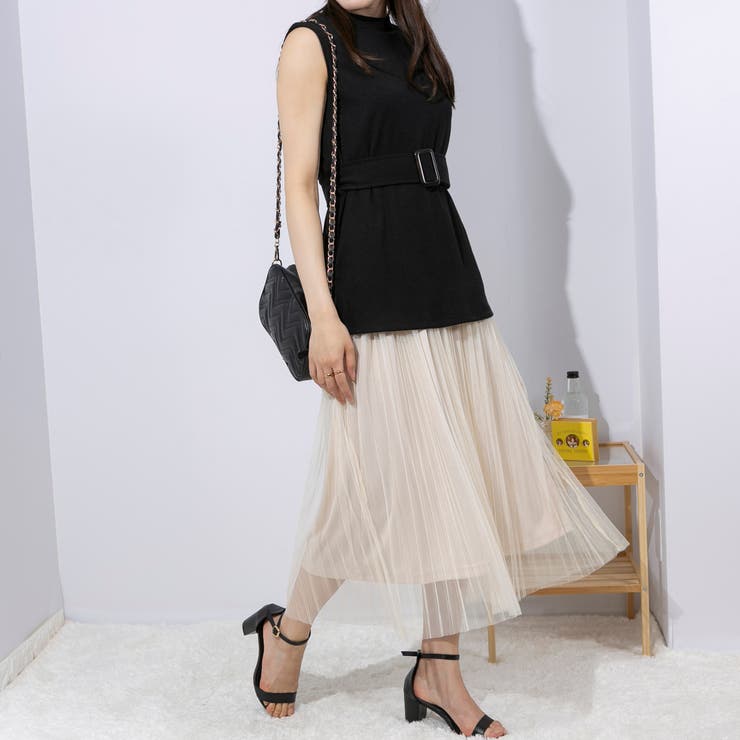 チュールプリーツスカート ドッキングワンピース | Pumpkin  Port | 詳細画像35