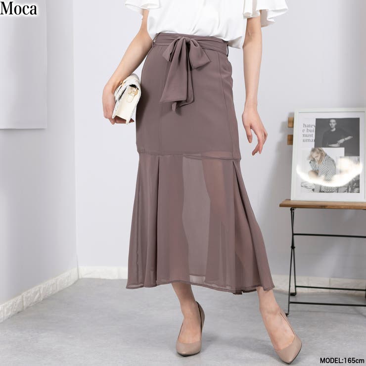 モカ | リボンベルト付き シアー マーメイドスカート | Pumpkin  Port