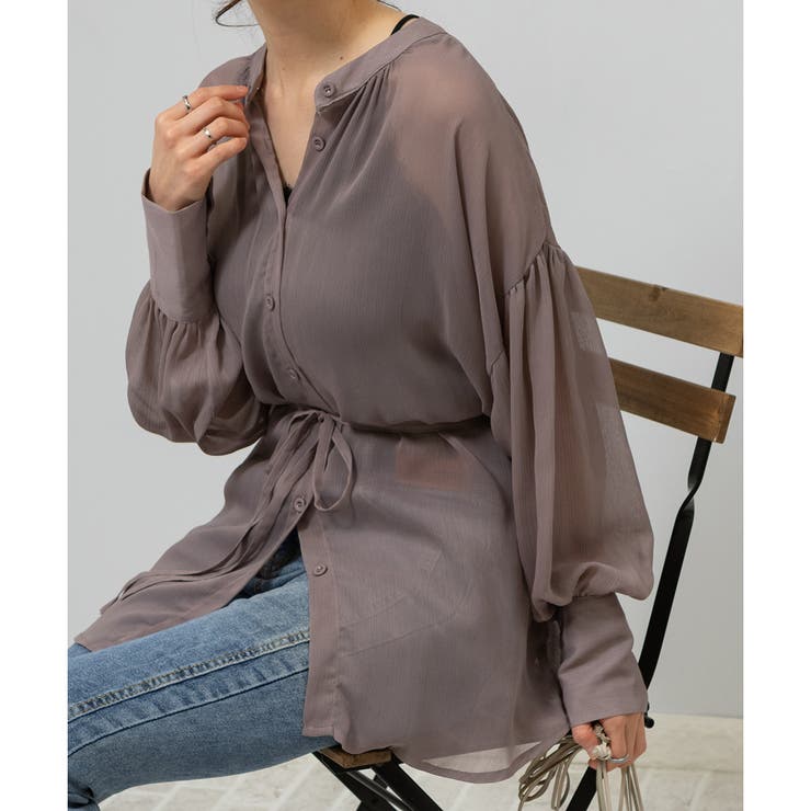 2WAY ボリューム袖 シアーロングシャツ | Pumpkin  Port | 詳細画像12 