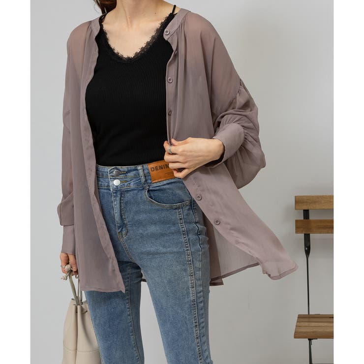 2WAY ボリューム袖 シアーロングシャツ | Pumpkin  Port | 詳細画像15 