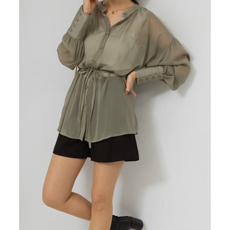 2WAY ボリューム袖 シアーロングシャツ | Pumpkin  Port | 詳細画像24 