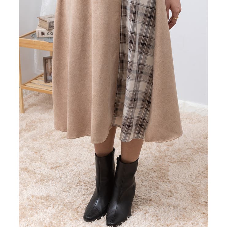 チェック切替 トレンチ ジャンパースカート[品番：PPNW0003432