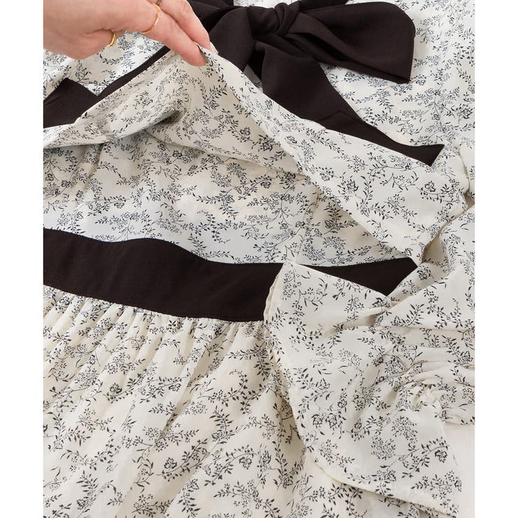 ボウタイリボン 花柄ワンピース[品番：PPNW0003562]｜Pumpkin Port