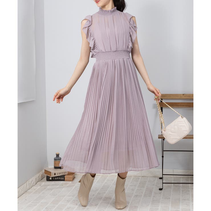 最も 割引 シアーワッシャー消しプリーツ ワンピース[品番：PPNW0003634 トップス