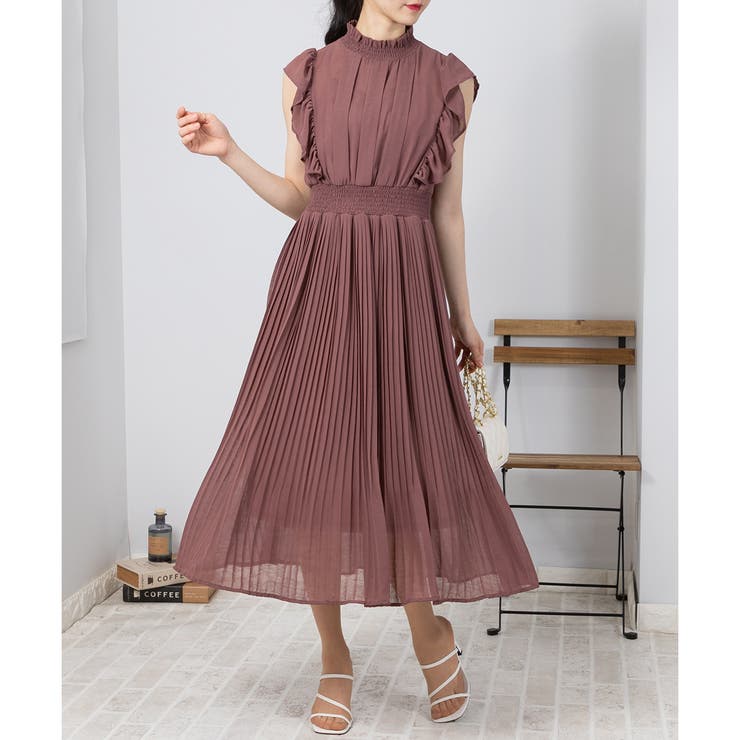 シアーワッシャー消しプリーツ ワンピース[品番：PPNW0003634