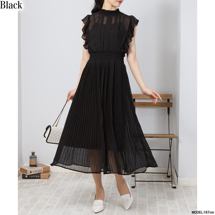 シアーワッシャー消しプリーツ ワンピース[品番：PPNW0003634
