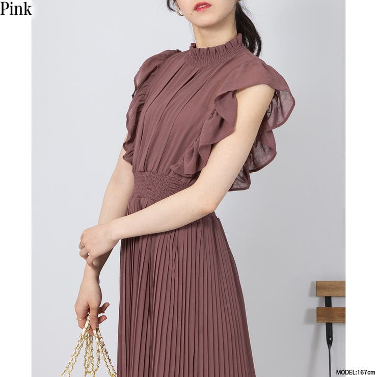 シアーワッシャー消しプリーツ ワンピース[品番：PPNW0003634