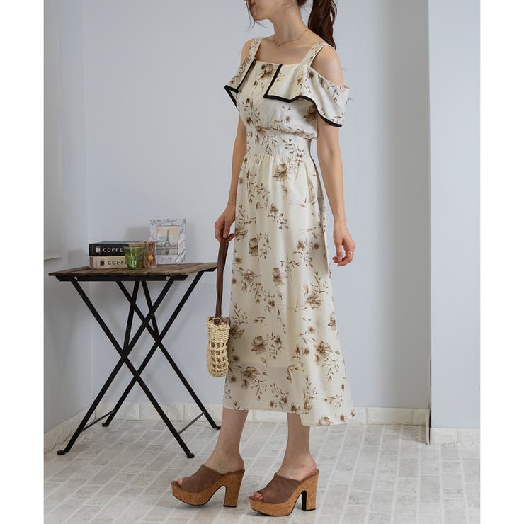 花柄 オフショルダー ワンピース[品番：PPNW0003713]｜Pumpkin