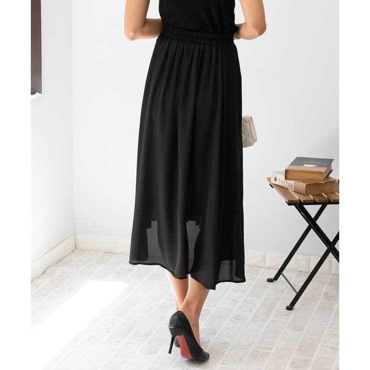 良シルエット】スーパーワイド ロングスカート BLACK