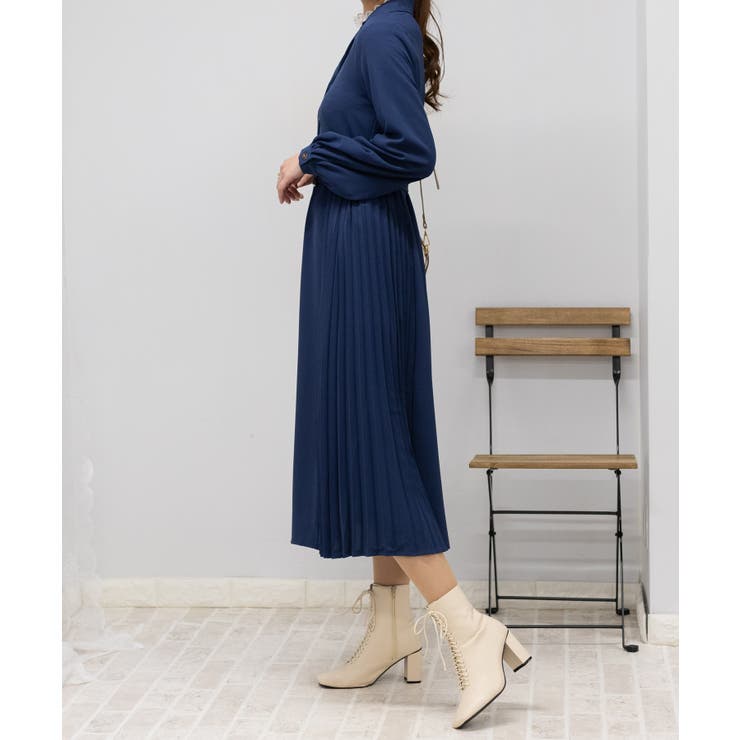 レディース 美品✨エルマンノシェルヴィーノ サイドプリーツロング
