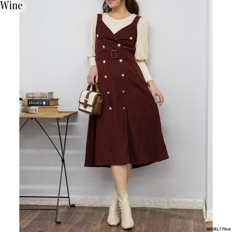 ゴールドボタン トレンチ襟 きれいめ映え ロングジャンスカ 大人