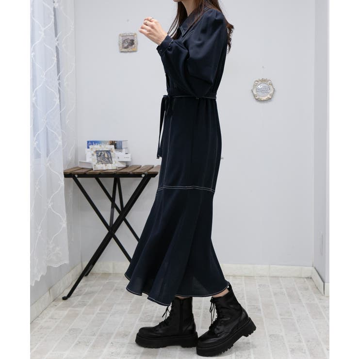インポート・海外人気ブランド ケイ【M】 新品未使用 フリンジ ワンピース 膝寸 ＆リボン ワンピース
