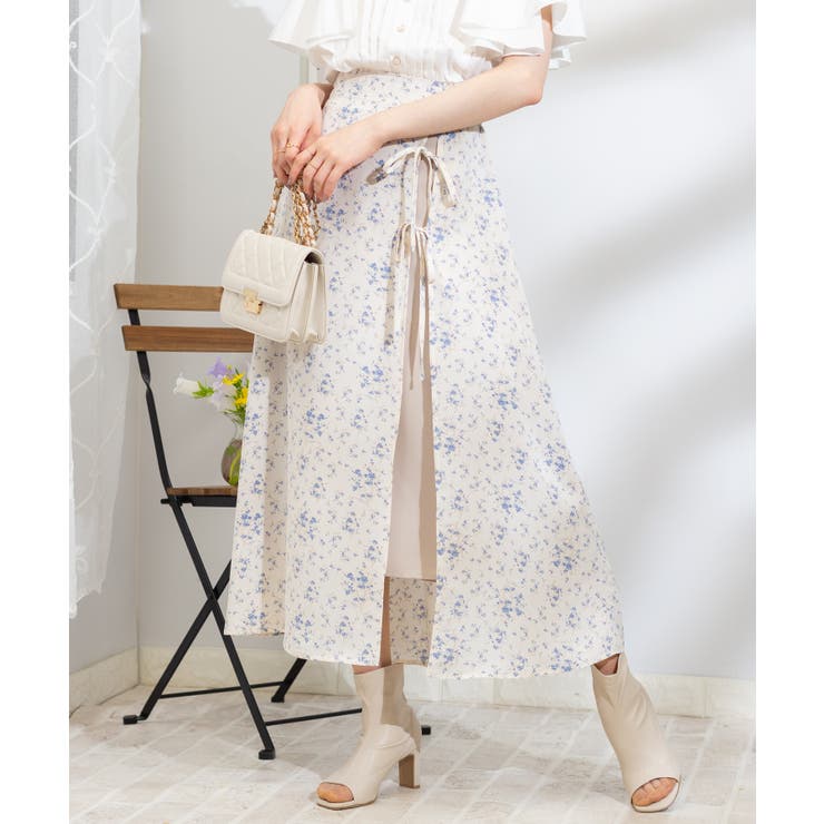 *PULL＆BEAR*小花柄 プリーツテキスタイル スリット スカート D PULL＆BEAR*小花柄 プリーツテキスタイル スリット スカート D