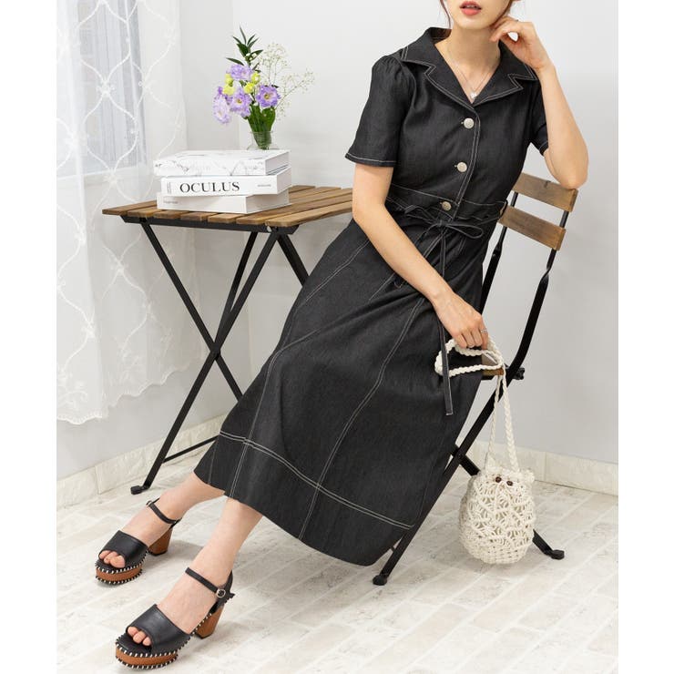 バーバリー ダンガリーデニム ミニ丈 リボンベルト ワンピース ビッグホースロゴ BURBERRY BLUE LABEL - 【美品】 バーバリー ブルーレーベル