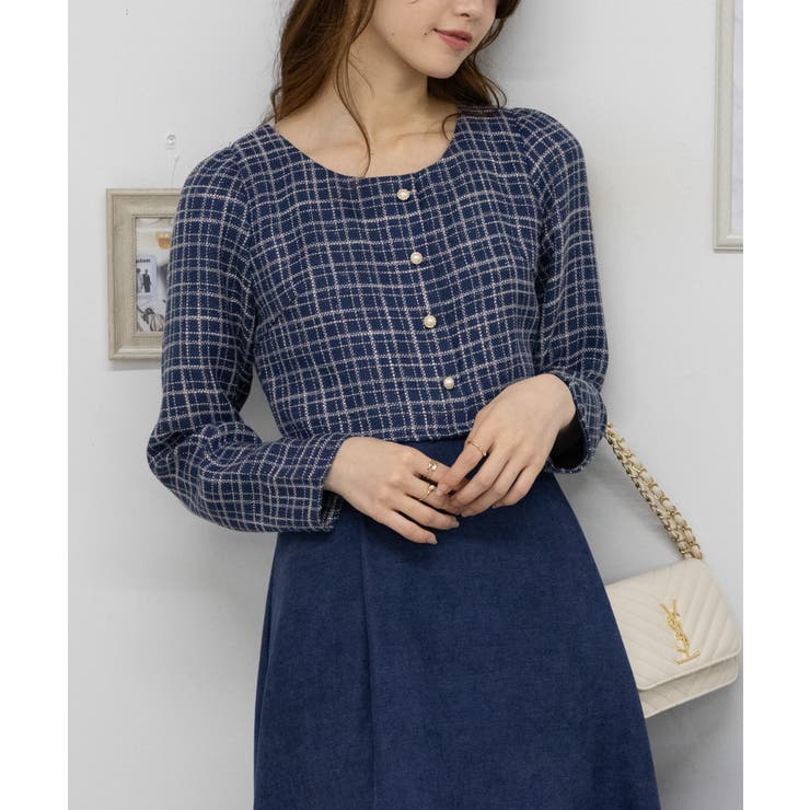 ラメツィードジャケットドッキングワンピース[品番：PPNW0004523