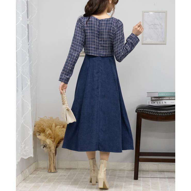 ラメツィードジャケットドッキングワンピース[品番：PPNW0004523