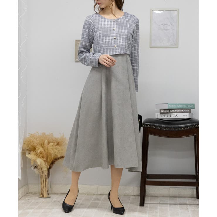 ラメツィードジャケットドッキングワンピース[品番：PPNW0004523