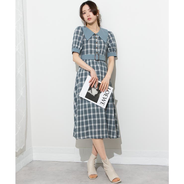 クレリック チェック柄 ワンピース[品番：PPNW0004735]｜Pumpkin