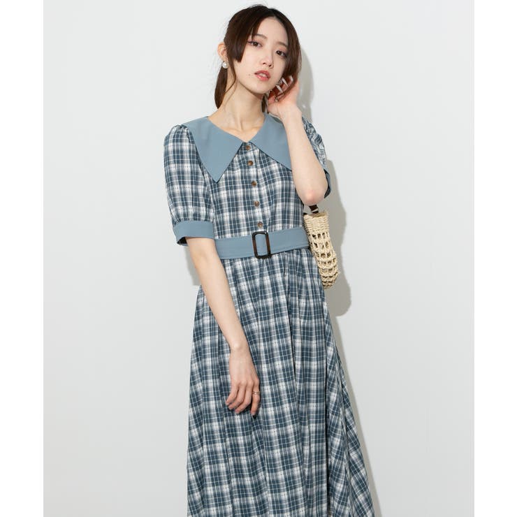 クレリック チェック柄 ワンピース[品番：PPNW0004735]｜Pumpkin