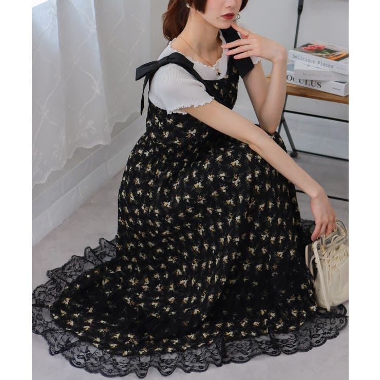 レースバイアスキャミワンピース&アシメフリルチュールノースリ