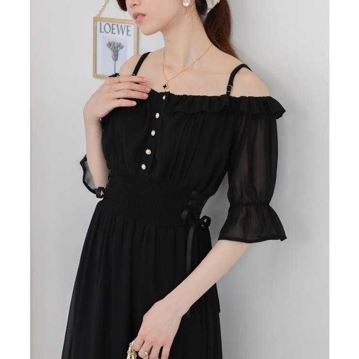 PUERTOプエルト　ワンピース 接触冷感/洗える/ストレッチ/UVカット】ウエスト切り替え