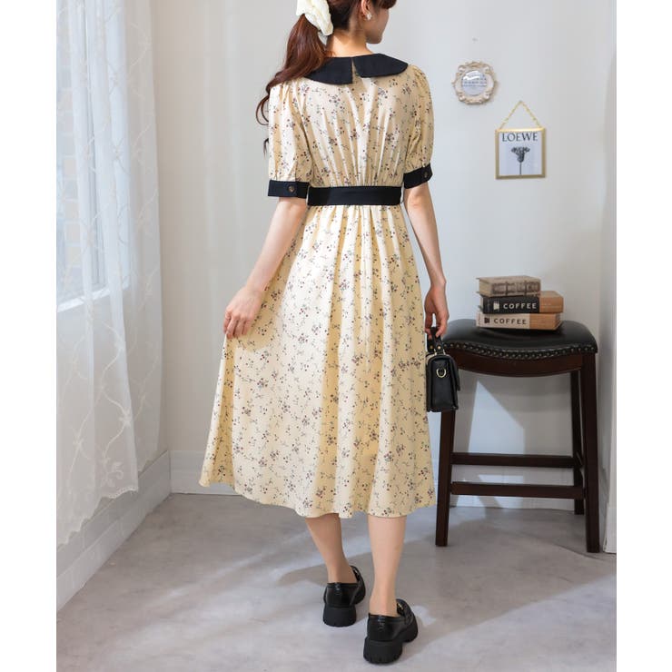 リボンベルト付 花柄 クレリック 半袖ワンピース | Pumpkin  Port | 詳細画像15 