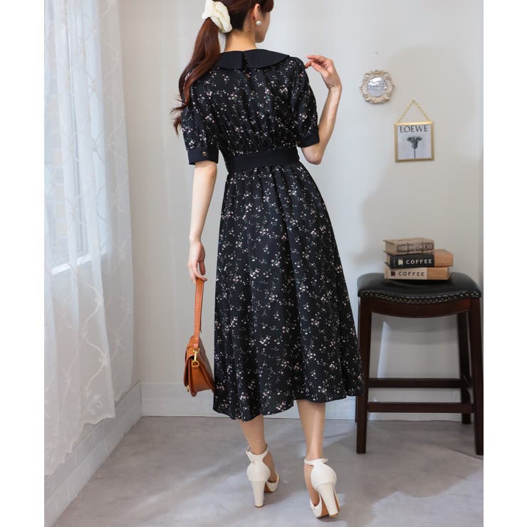 リボンベルト付 花柄 クレリック 半袖ワンピース | Pumpkin  Port | 詳細画像22 