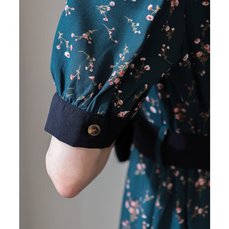 リボンベルト付 花柄 クレリック 半袖ワンピース | Pumpkin  Port | 詳細画像27 