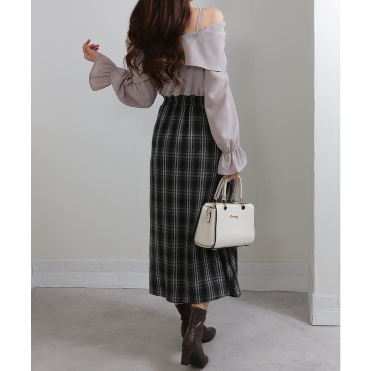 ダブルリボン ボリューム袖 ドッキングロングワンピース | Pumpkin  Port | 詳細画像11 