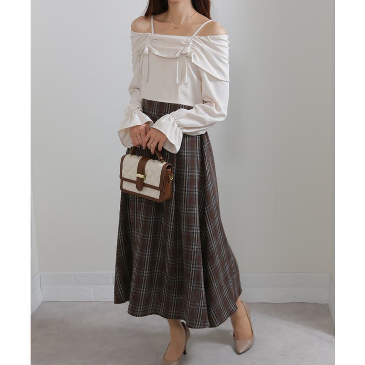 ダブルリボン ボリューム袖 ドッキングロングワンピース | Pumpkin  Port | 詳細画像19 