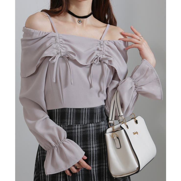 ダブルリボン ボリューム袖 ドッキングロングワンピース | Pumpkin  Port | 詳細画像3 