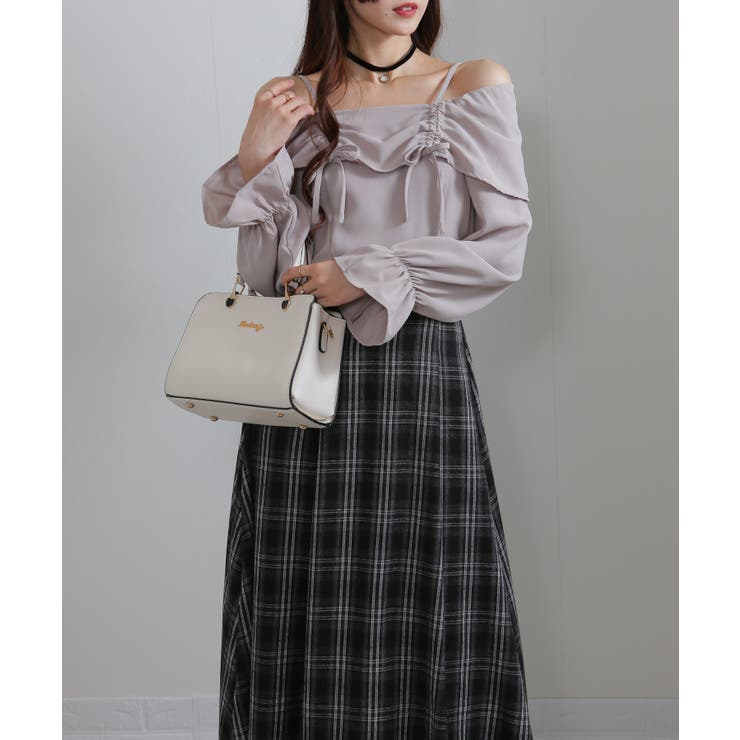 ダブルリボン ボリューム袖 ドッキングロングワンピース | Pumpkin  Port | 詳細画像8 