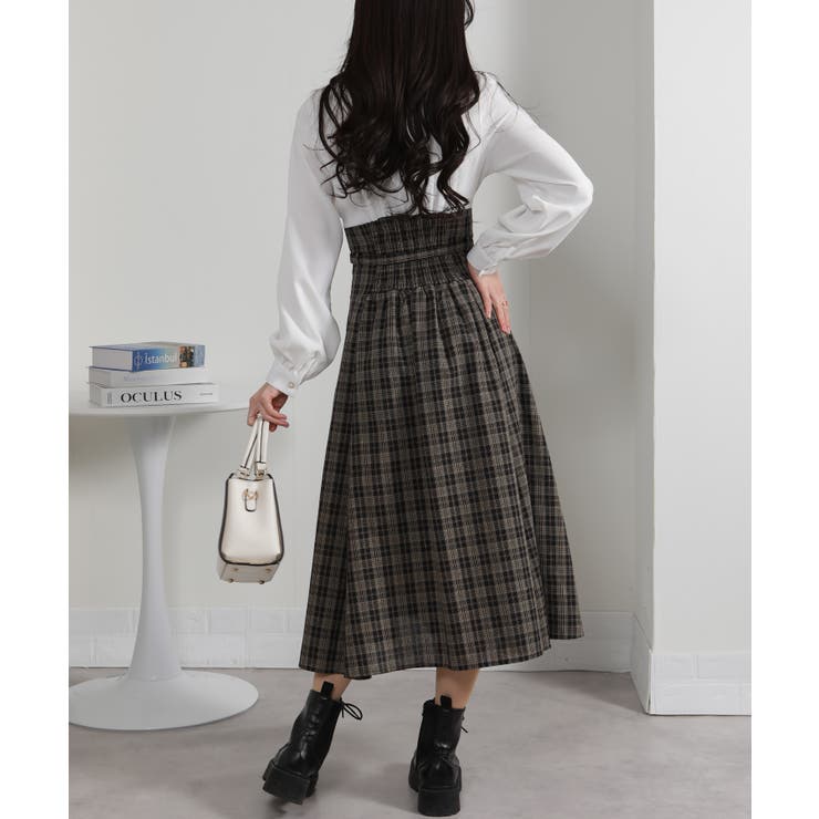 シャツ×細ベルト付ハイウエスト ドッキングワンピース | Pumpkin  Port | 詳細画像7 