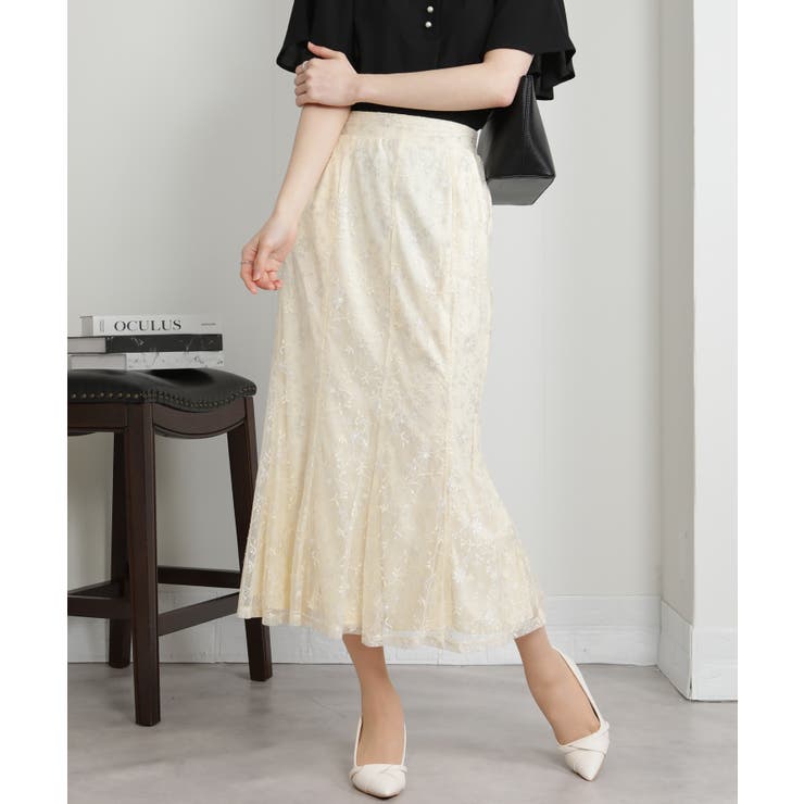 ラメ花柄 レース地 マーメイドロングスカート | Pumpkin  Port | 詳細画像11 