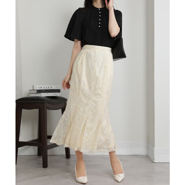 ラメ花柄 レース地 マーメイドロングスカート | Pumpkin  Port | 詳細画像13 