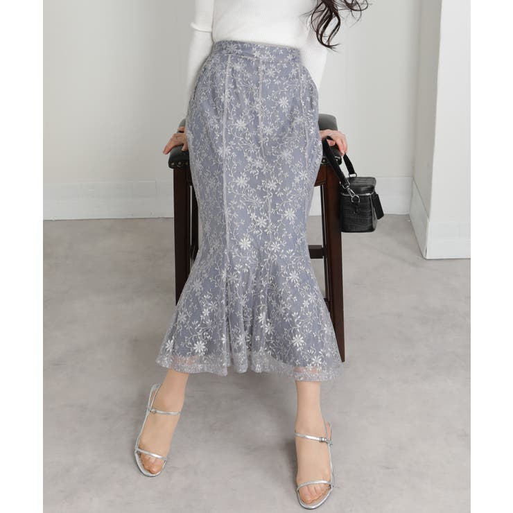 ラメ花柄 レース地 マーメイドロングスカート | Pumpkin  Port | 詳細画像19 