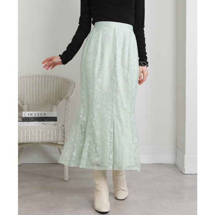 ラメ花柄 レース地 マーメイドロングスカート | Pumpkin  Port | 詳細画像23 