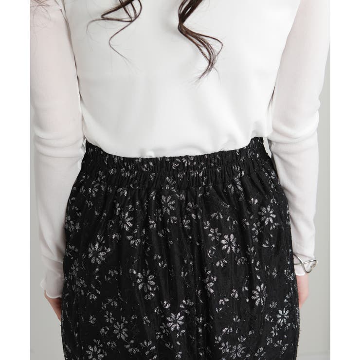 ラメ花柄 レース地 マーメイドロングスカート | Pumpkin  Port | 詳細画像31 