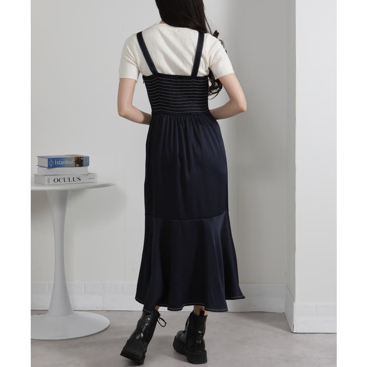 配色ステッチ マーメイド切替 キャミワンピース | Pumpkin  Port | 詳細画像7 