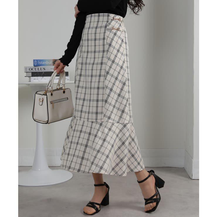 ビット付き チェック柄 マーメイドスカート | Pumpkin  Port | 詳細画像2 