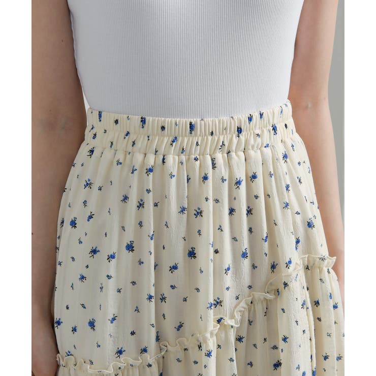 シアーチェック×小花柄ティアードロングスカート | Pumpkin  Port | 詳細画像16 