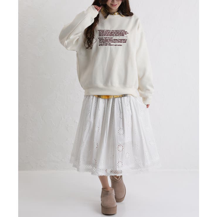 裏起毛 レターロゴ刺繍 BIGサイズ スウェットトレーナー | Pumpkin  Port | 詳細画像9 