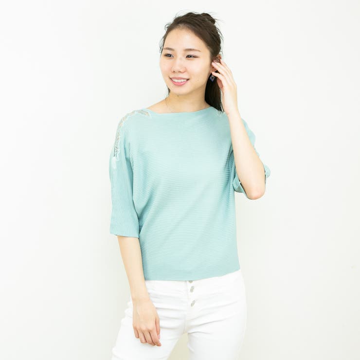 ミント | 肩透かしモチーフドルマンプルオーバー | Pumpkin  Port